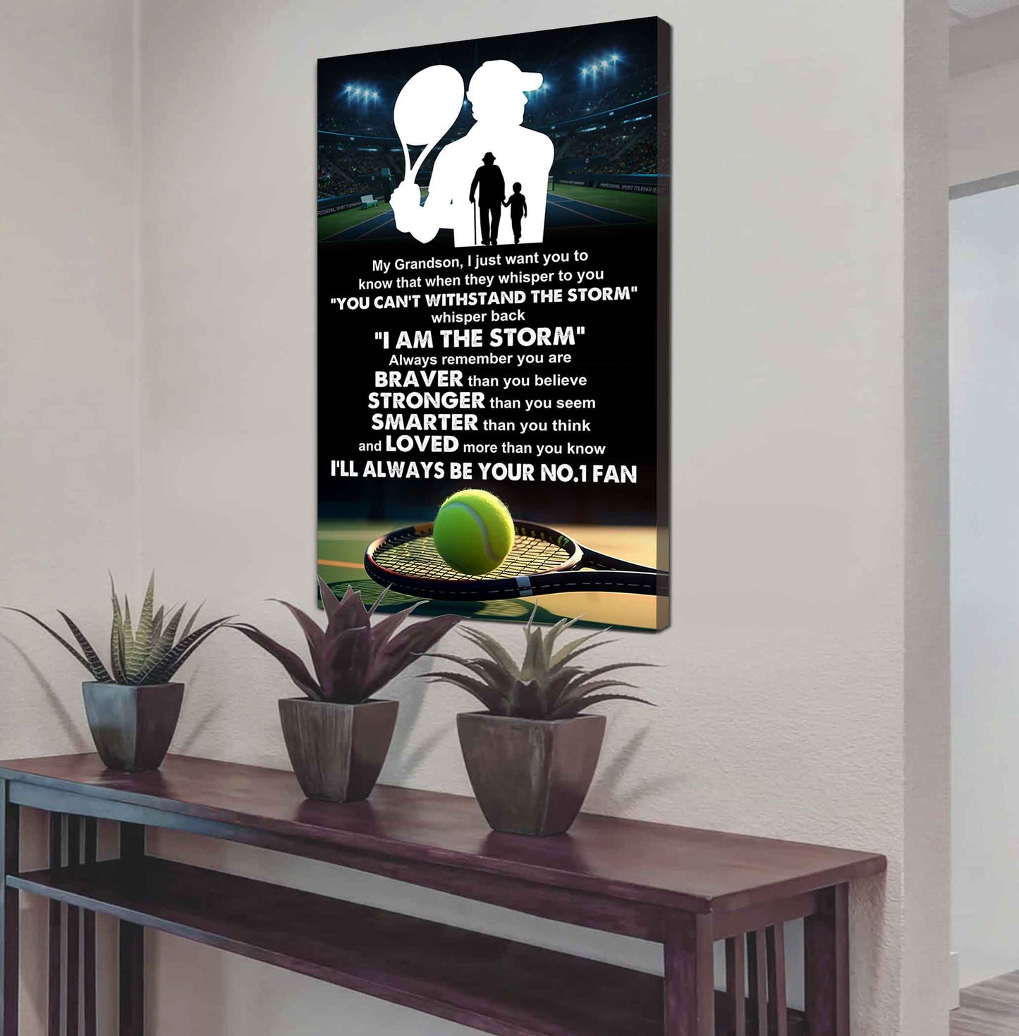 Sport Poster Canvas Granpa To Grandson - Whisper Back I Am The Storm I Will Always Your No 1 Fan