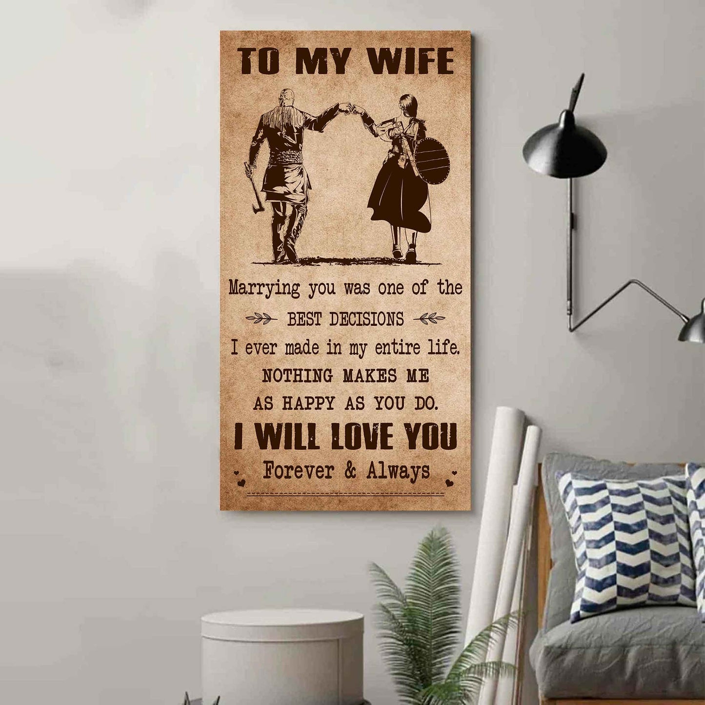 samurai poster canvas to my wife marrying you was one of the best decisions - i will love you forever and always gift for your wife