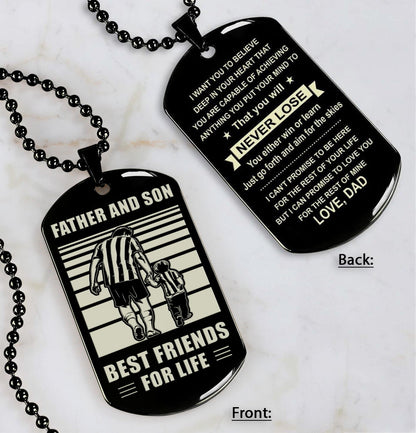 Soccer WBH Personalized Double Sided Dog Tag Father And Son Best Friends For Life - Message on the back side