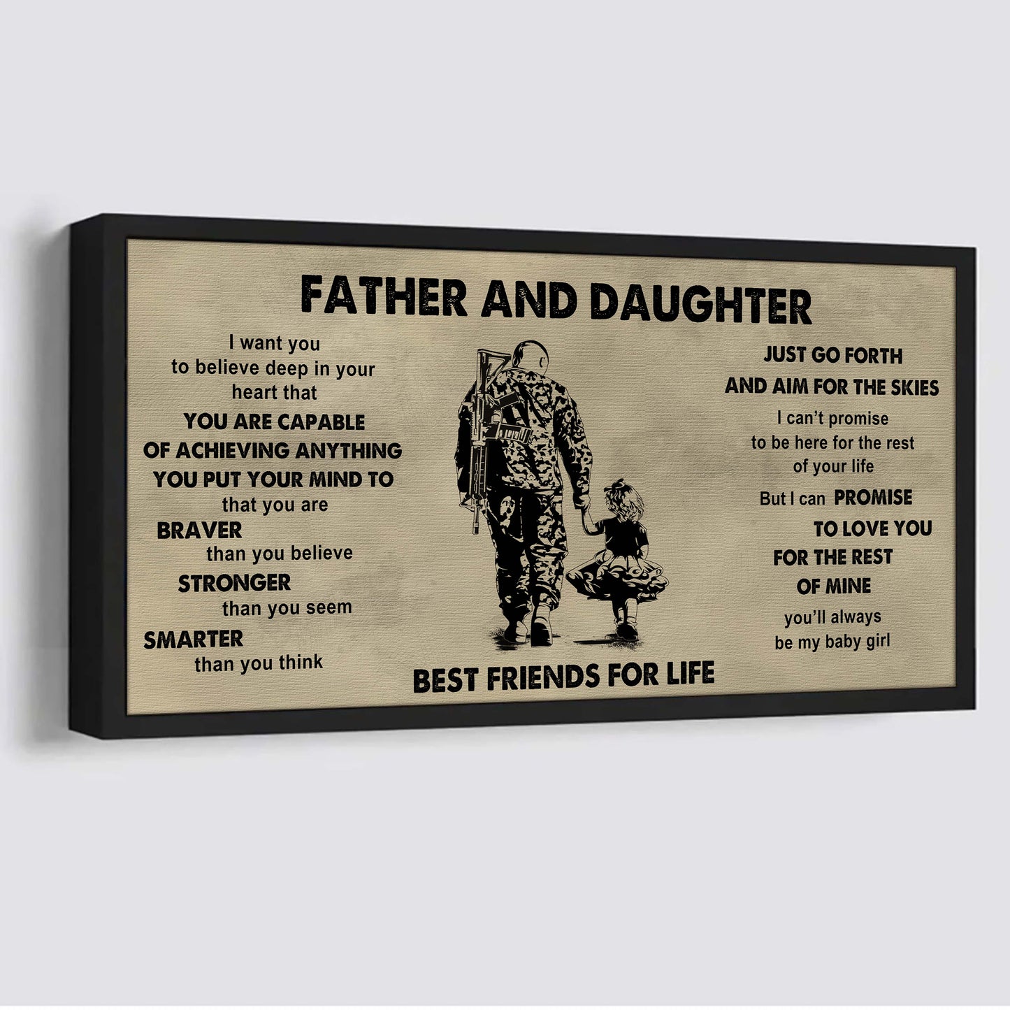 family father and daughter best friends for life  - that you are braver than you believe poster canvas gift for daughter from father