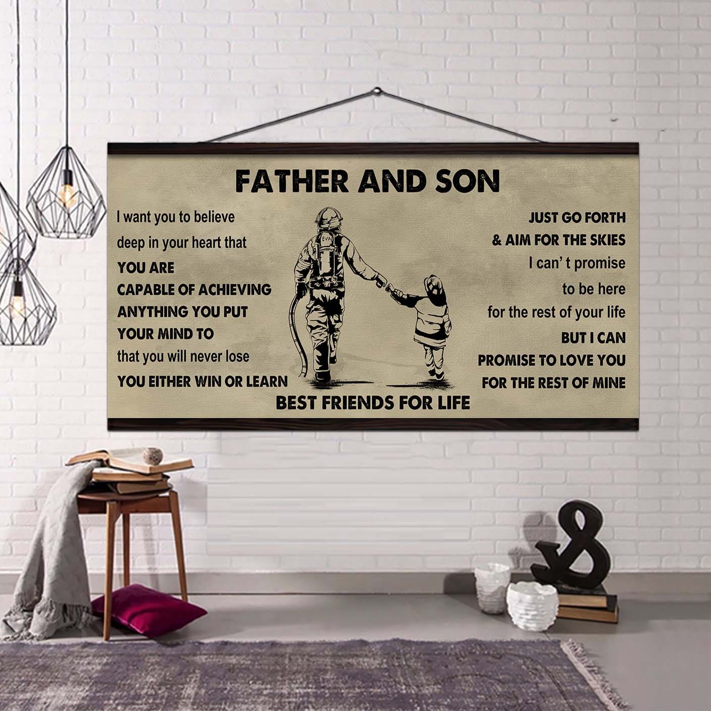 vikings father and son best friends for life - ver 2 you will never lose poster canvas gift for son from father