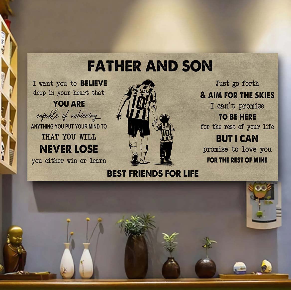 father and son best friend for life - you will never lose poster canvas gift for son from father