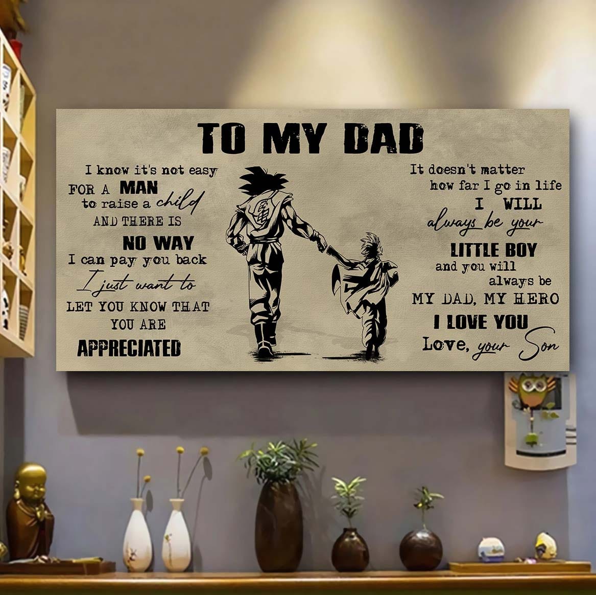 biker to my dad i know it not easy for a man to raise a child - i will always your little boy canvas poster