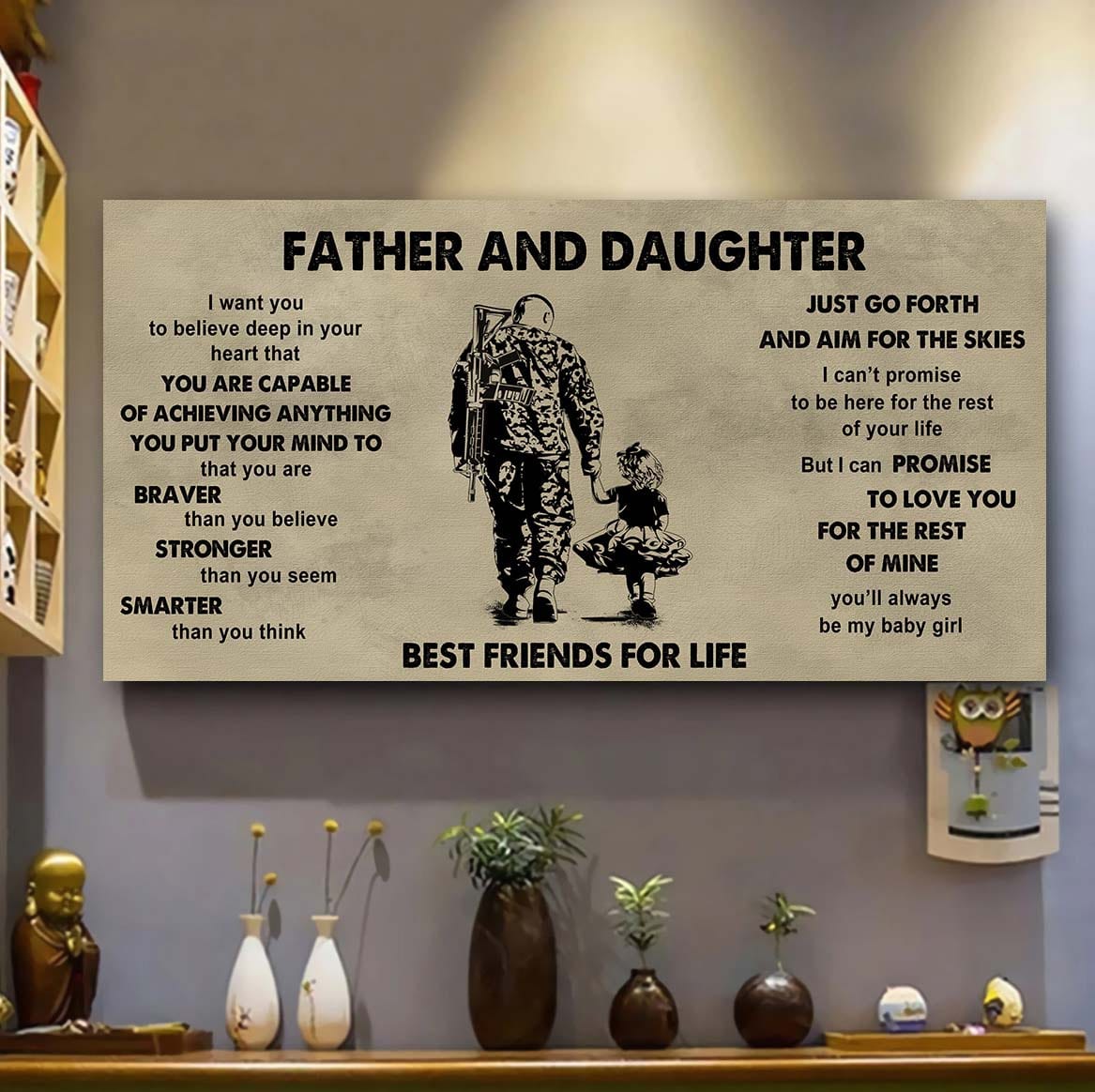 family father and daughter best friends for life  - that you are braver than you believe poster canvas gift for daughter from father