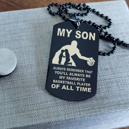 Customizable basketball dog tag, gifts from dad mom to son- It is not about better than someone else, It is about being better than you were the day before, Be strong be brave be humble