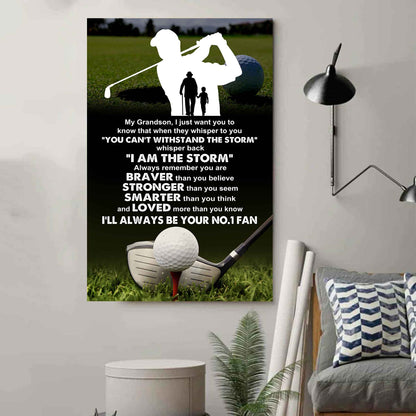 Sport Poster Canvas Granpa To Grandson - Whisper Back I Am The Storm I Will Always Your No 1 Fan