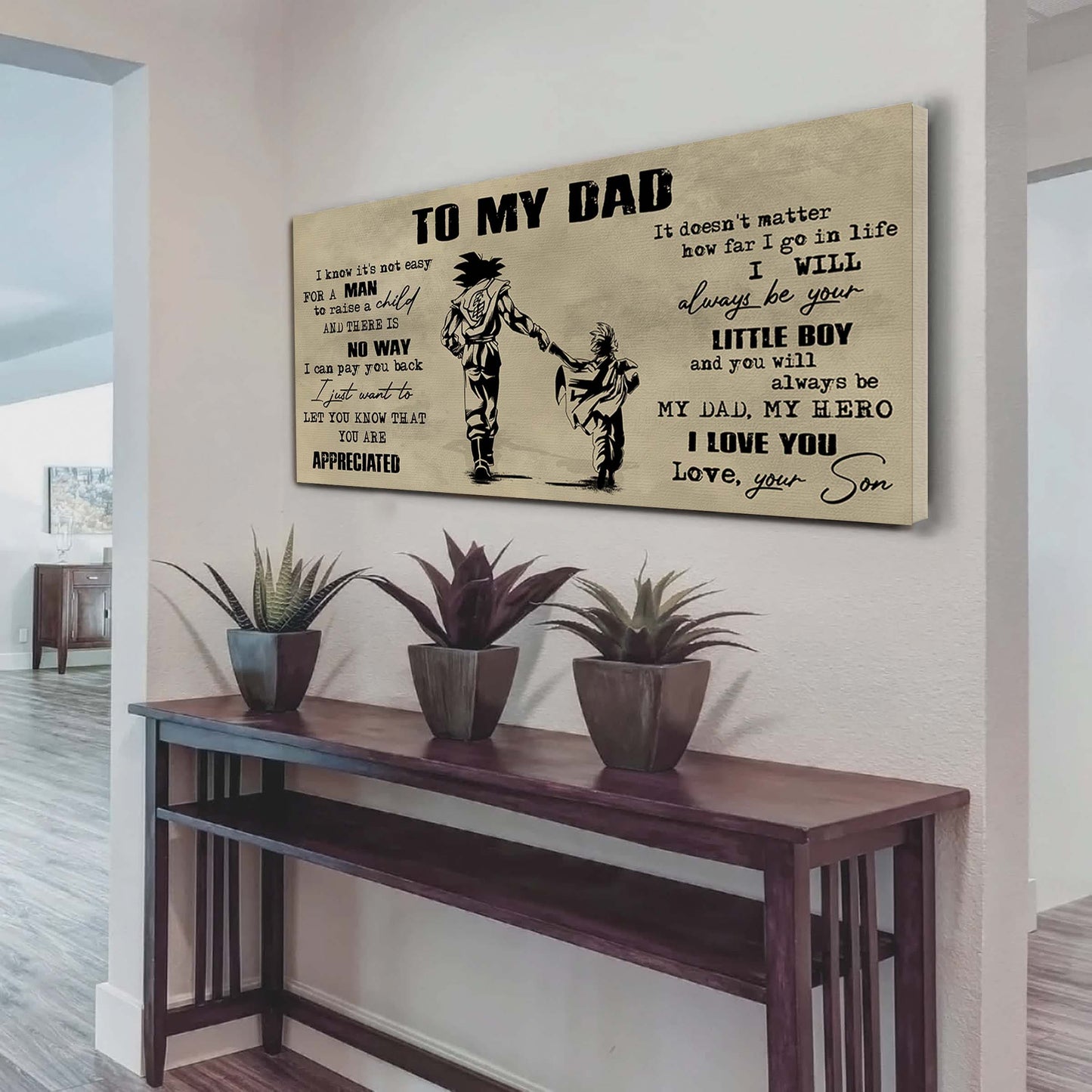 biker to my dad i know it not easy for a man to raise a child - i will always your little boy canvas poster