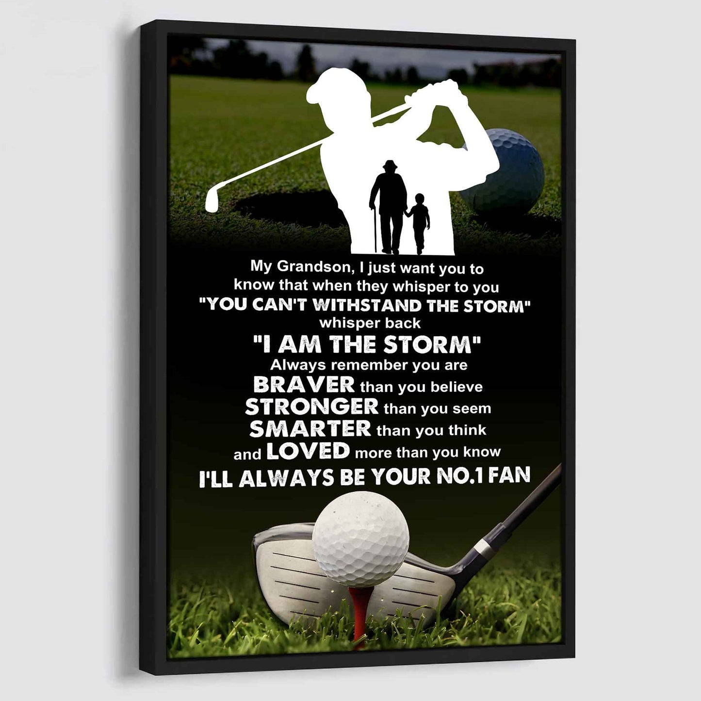 Sport Poster Canvas Granpa To Grandson - Whisper Back I Am The Storm I Will Always Your No 1 Fan