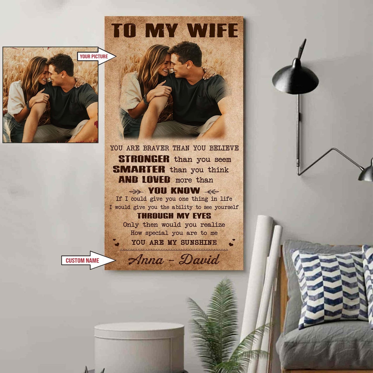 valentine gifts-custom image canvas-husband to wife- marrying you was one of the best decision i ever made