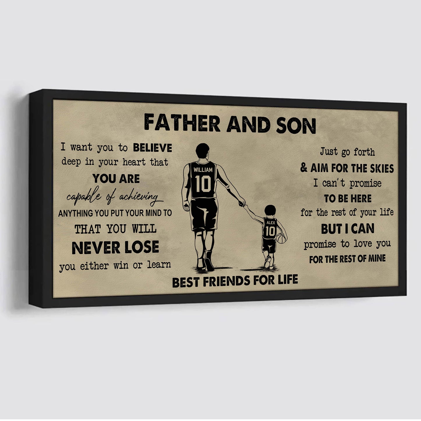 father and kids best friend for life - you will never lose poster canvas