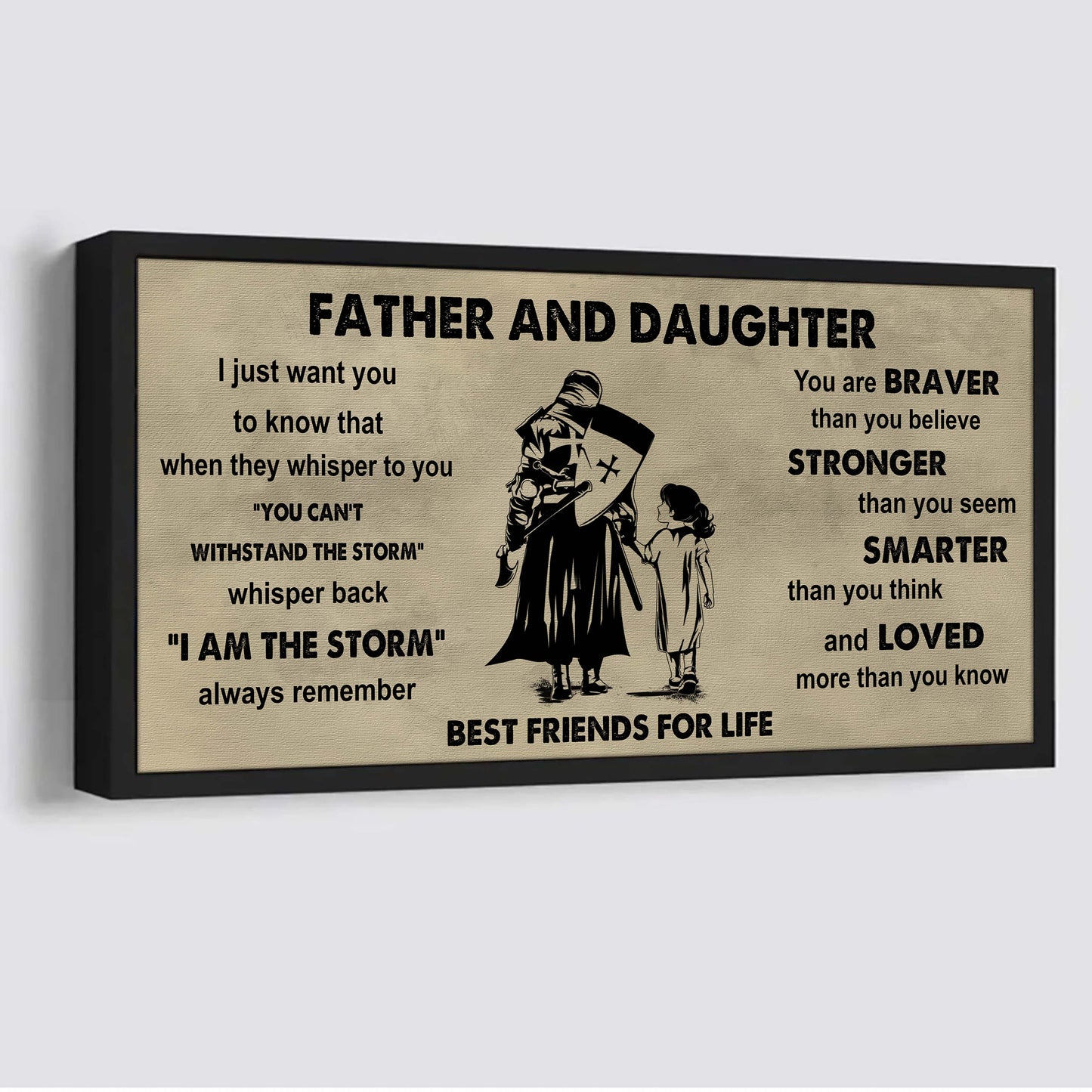 drb father and daughter best friends for life - i am the storm poster canvas gift for daughter from father