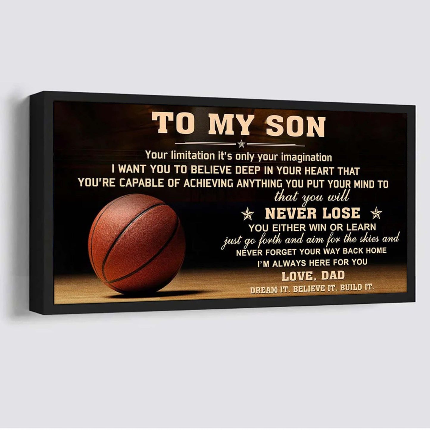 customizable basketball poster – dad to son – never lose