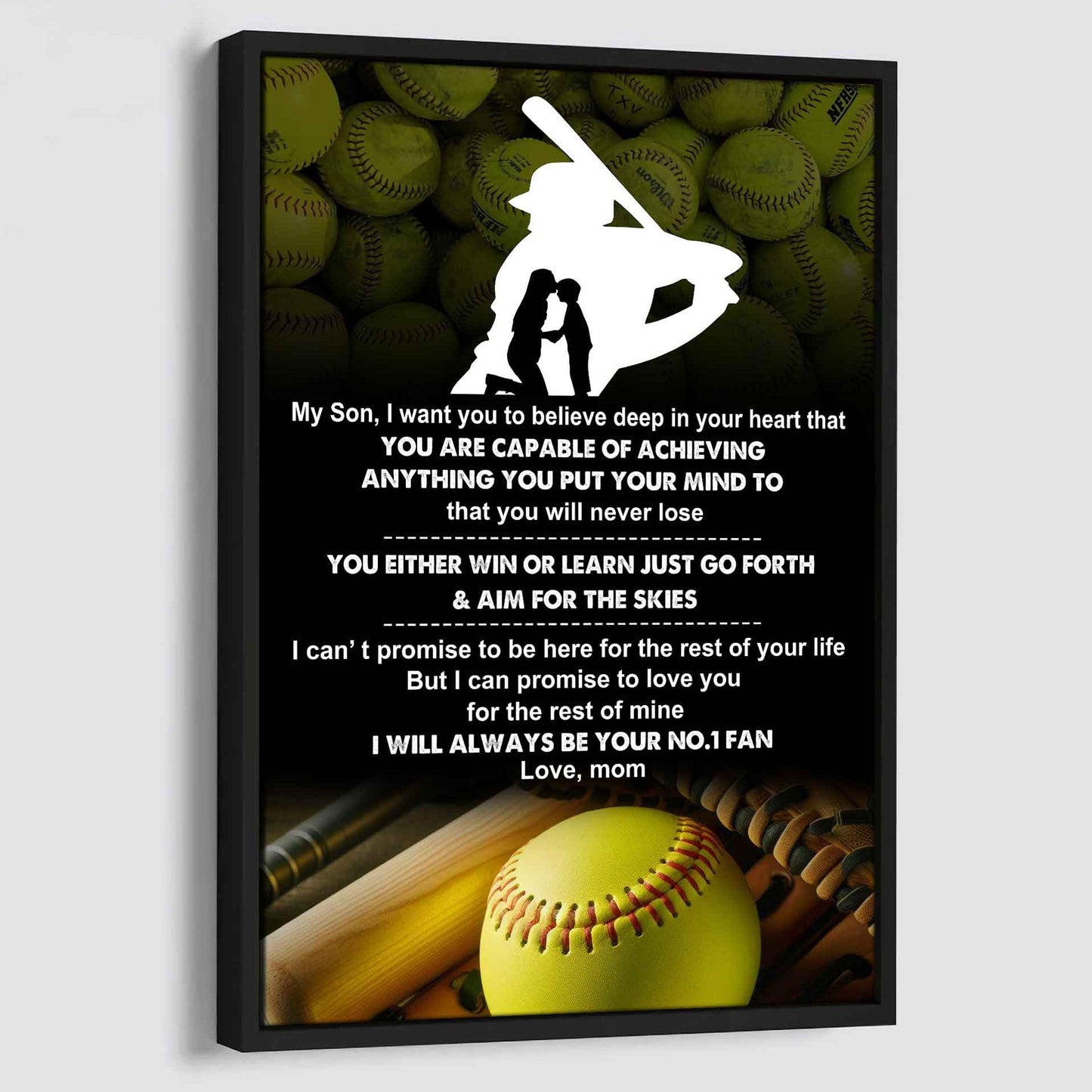 sport poster canvas mom to son - you will never lose you either win or learn i will always your no 1 fan