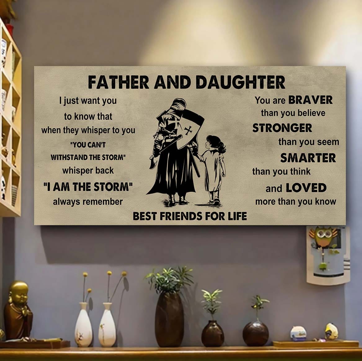 biker father and daughter best friends for life - i am the storm poster canvas gift for daughter from father