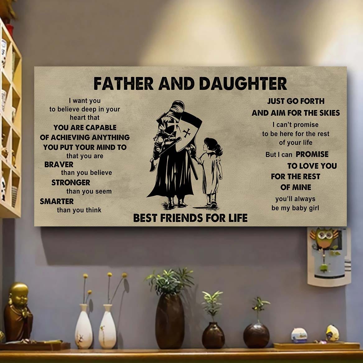 family-photo upload father and daughter best friends for life  - that you are braver than you believe poster canvas gift for daughter from father