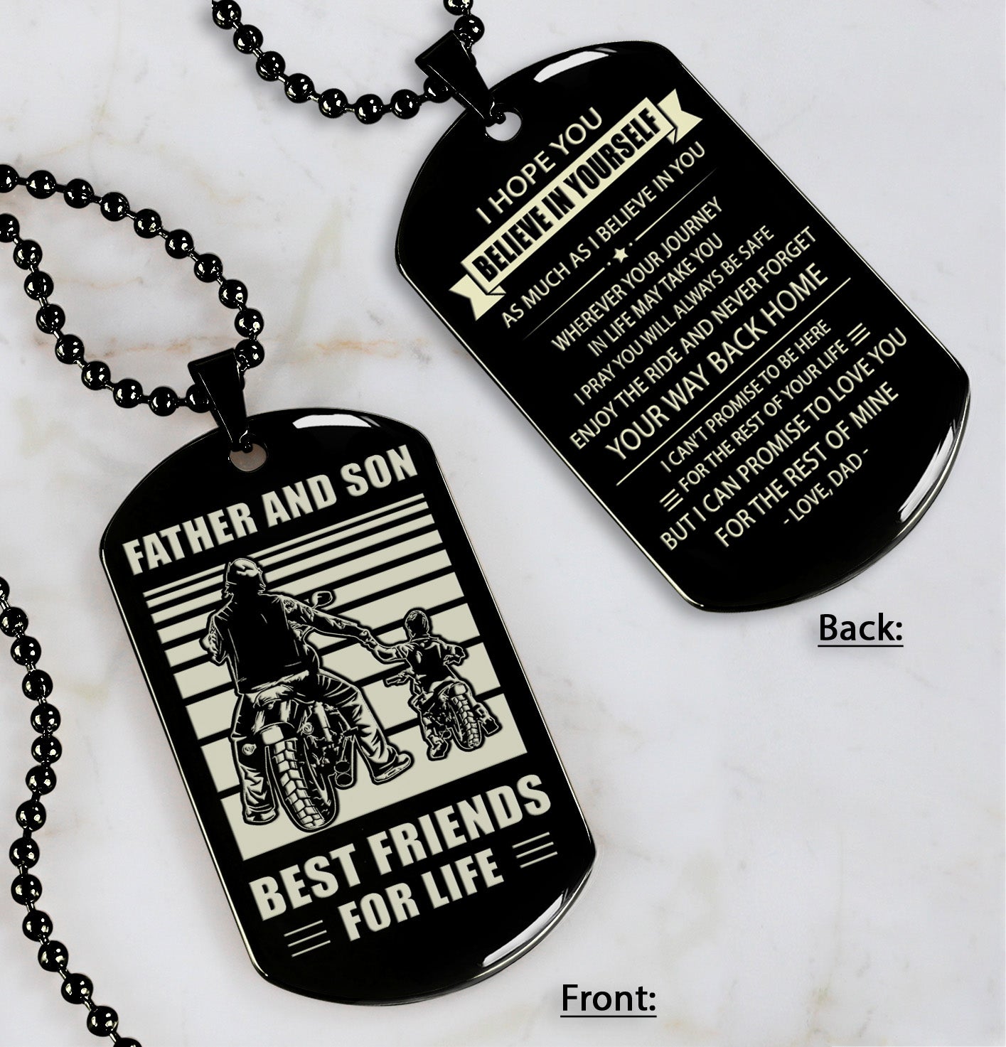 wbh-personalized double sided dog tag father and son best friends for life - message on the back side