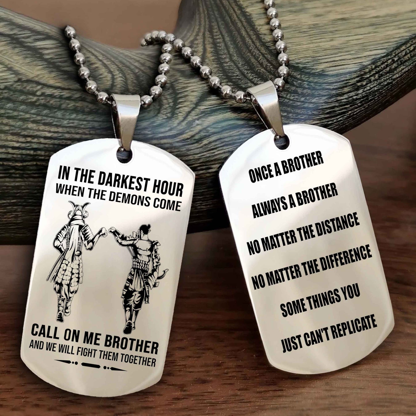 Viking Customizable engraved dog tag double sided gift from brother Once A Brother Always A Brother