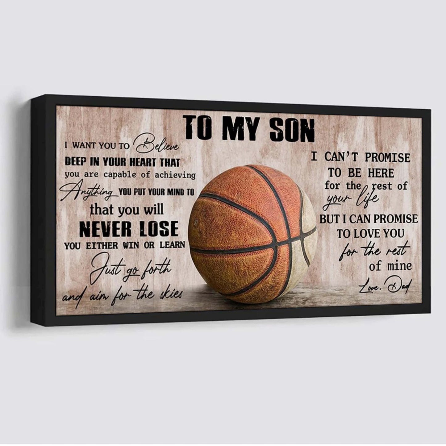 customizable basketball poster, canvas – dad to son - it’s not about being better than someone else