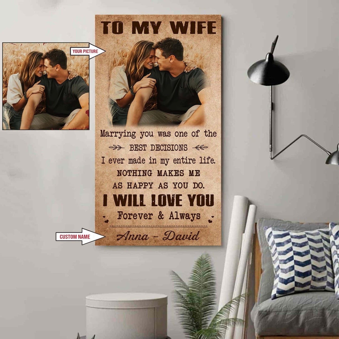 valentine gifts-custom image canvas-husband to wife- when i say i love you more