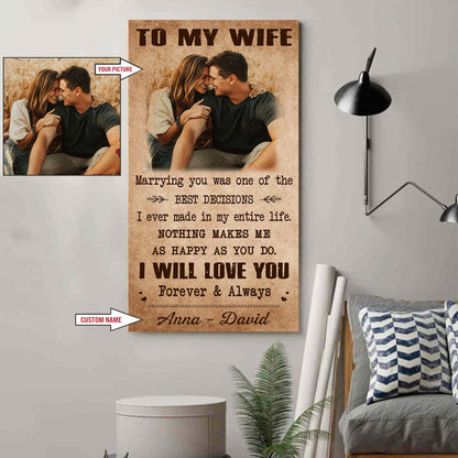 Valentine gifts-Custom image canvas-Husband to Wife- When I say i love you more