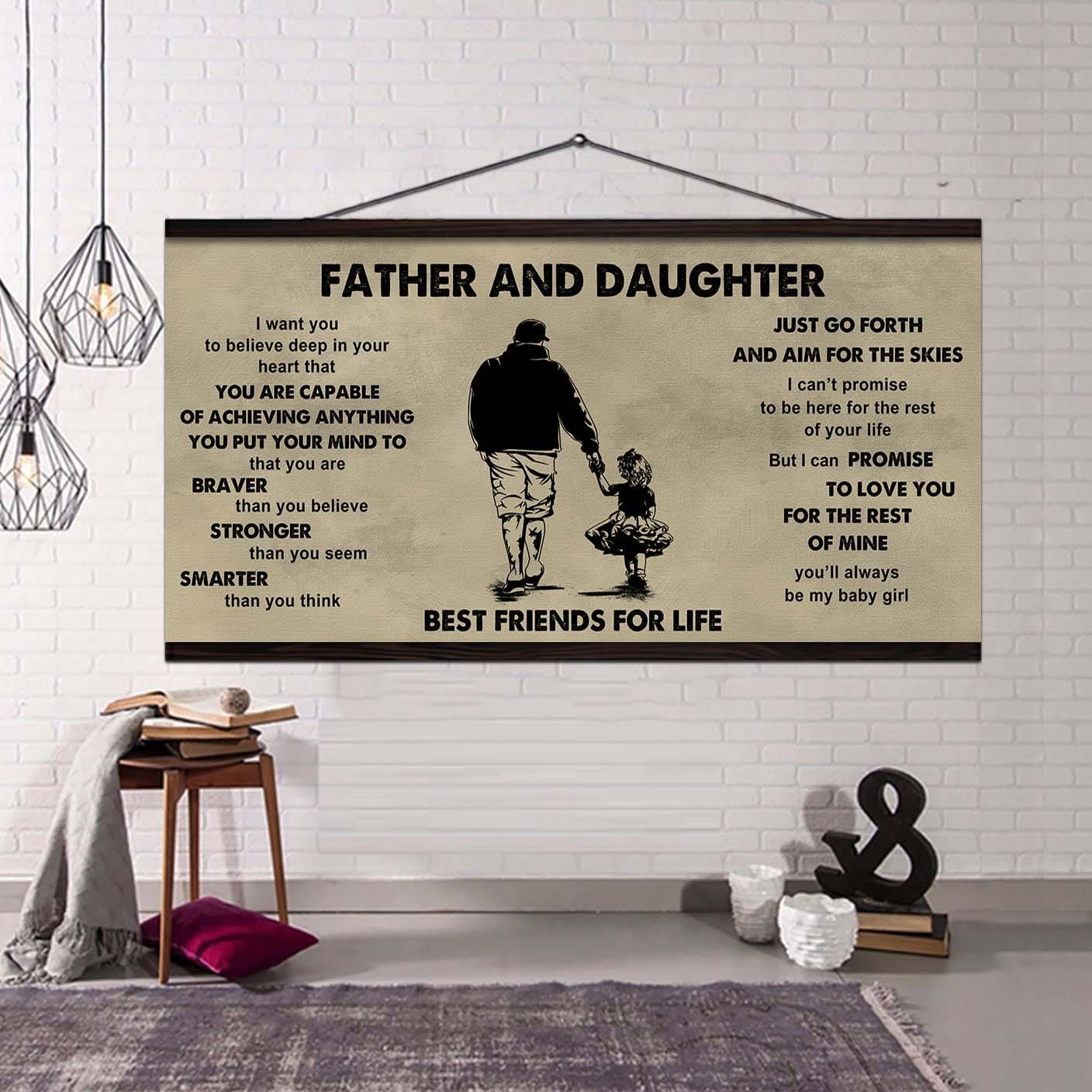 vikings father and daughter best friends for life  - that you are braver than you believe poster canvas gift for daughter from father