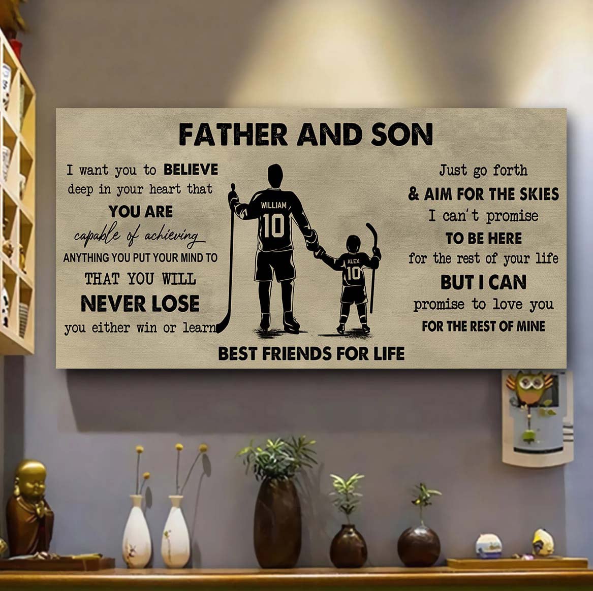 father and kids best friend for life - you will never lose poster canvas