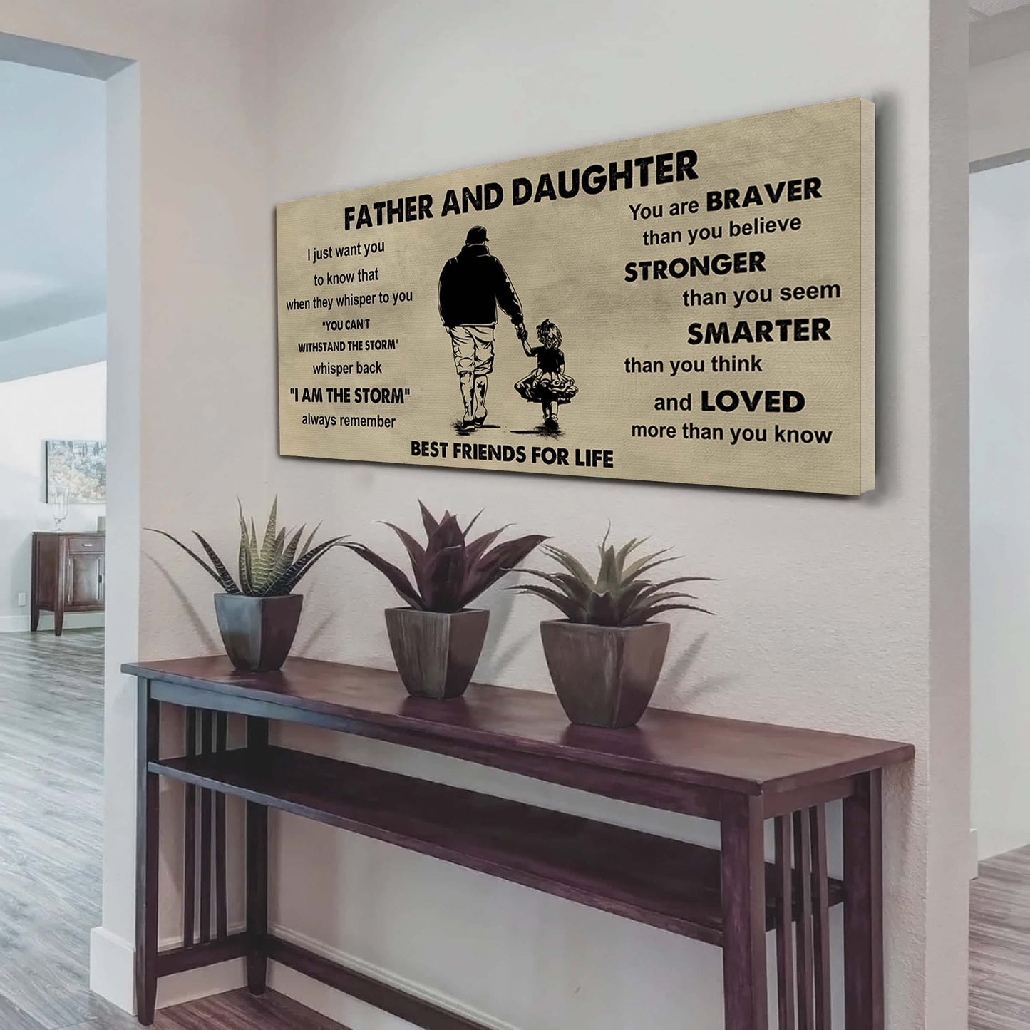 biker father and daughter best friends for life - i am the storm poster canvas gift for daughter from father