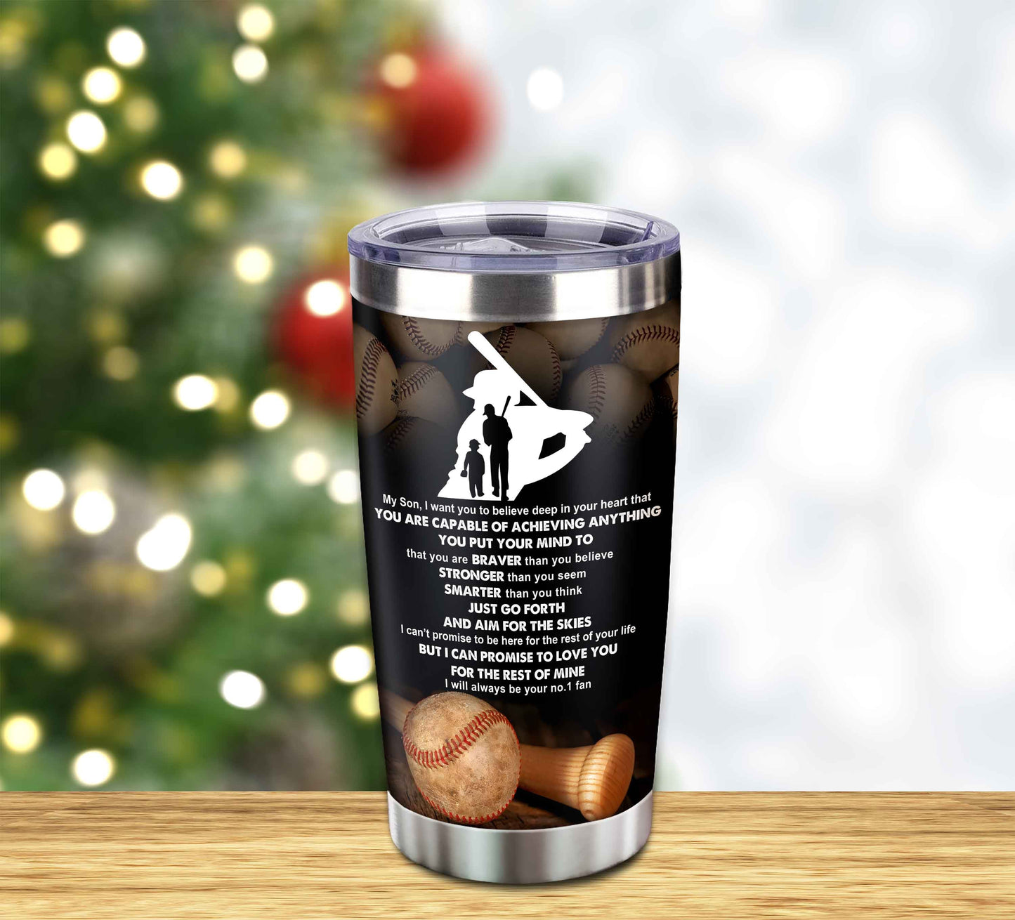 customizable tumbler to my son with inspriration quotes from dad and mom