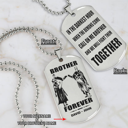 Biker Call on me brother engraved  dog tag double sided. gift for brothers