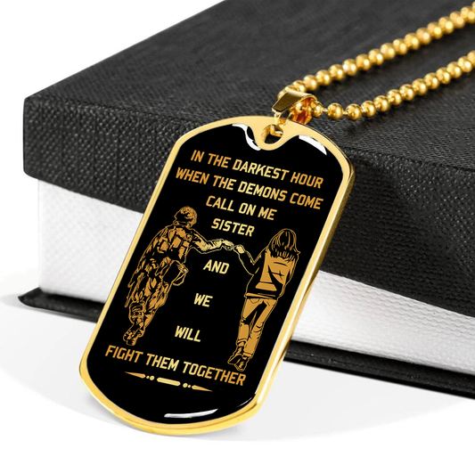 Soldier and sister Call On Me Sister Militaty chain