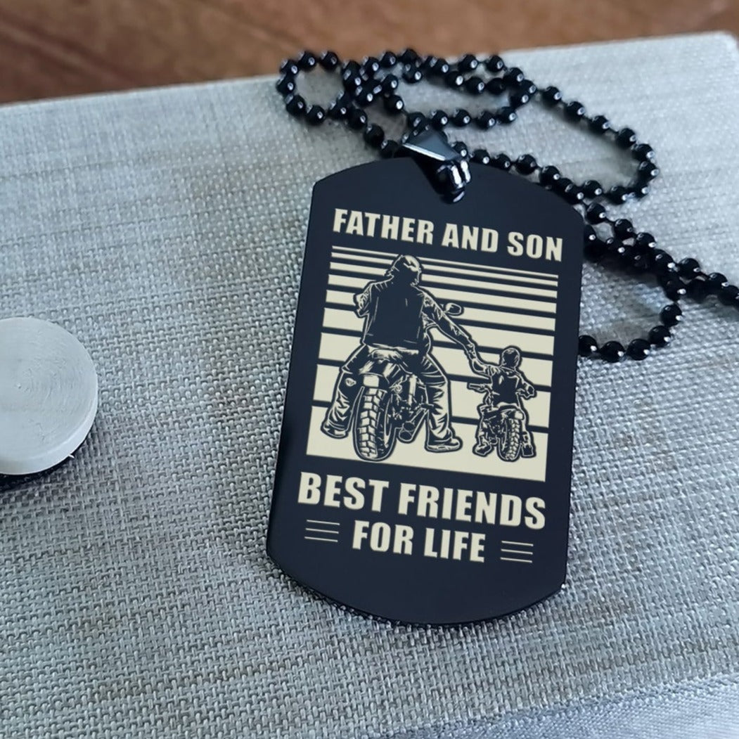 viking personalized double sided dog tag father and son best friends for life - message on the back side