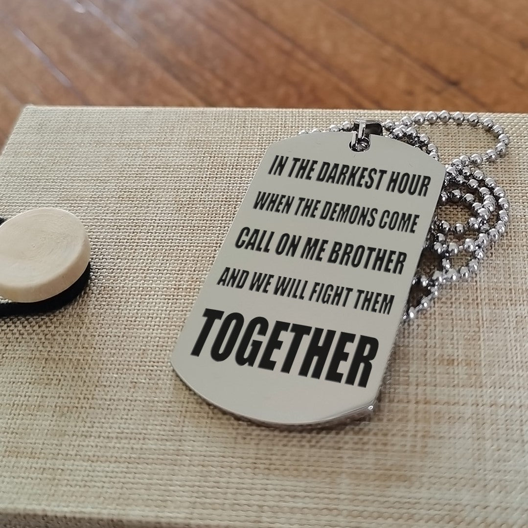 customizable engraved black dog tag double sided gift from brother, brother forever