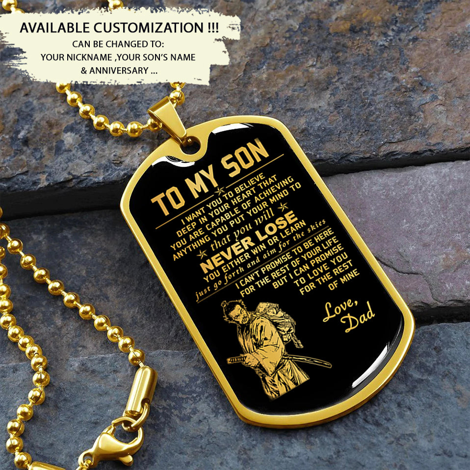 military chain dad to son dog tag you will never lose gift for son best gifts