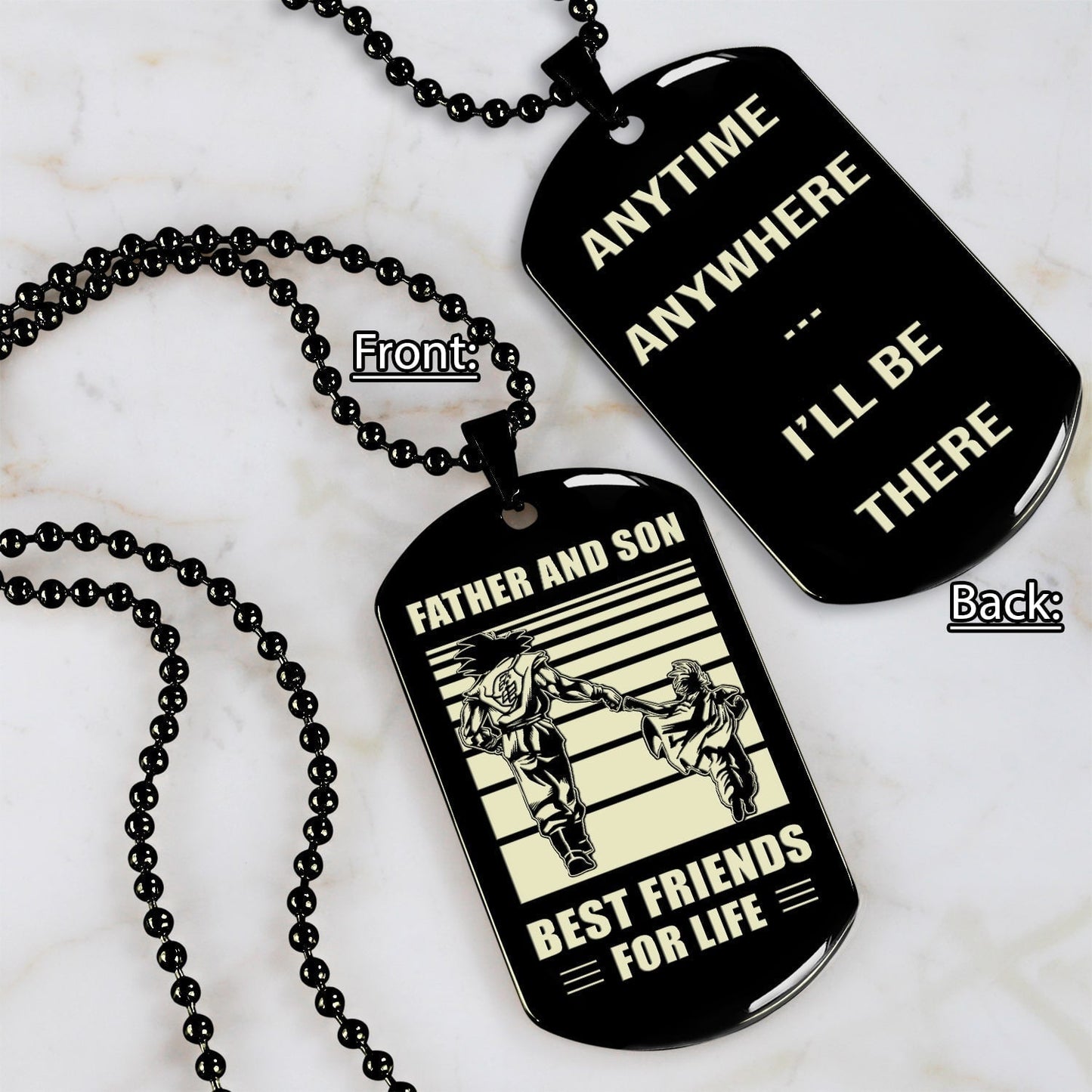 ant-personalized double sided dog tag father and son best friends for life - message on the back side