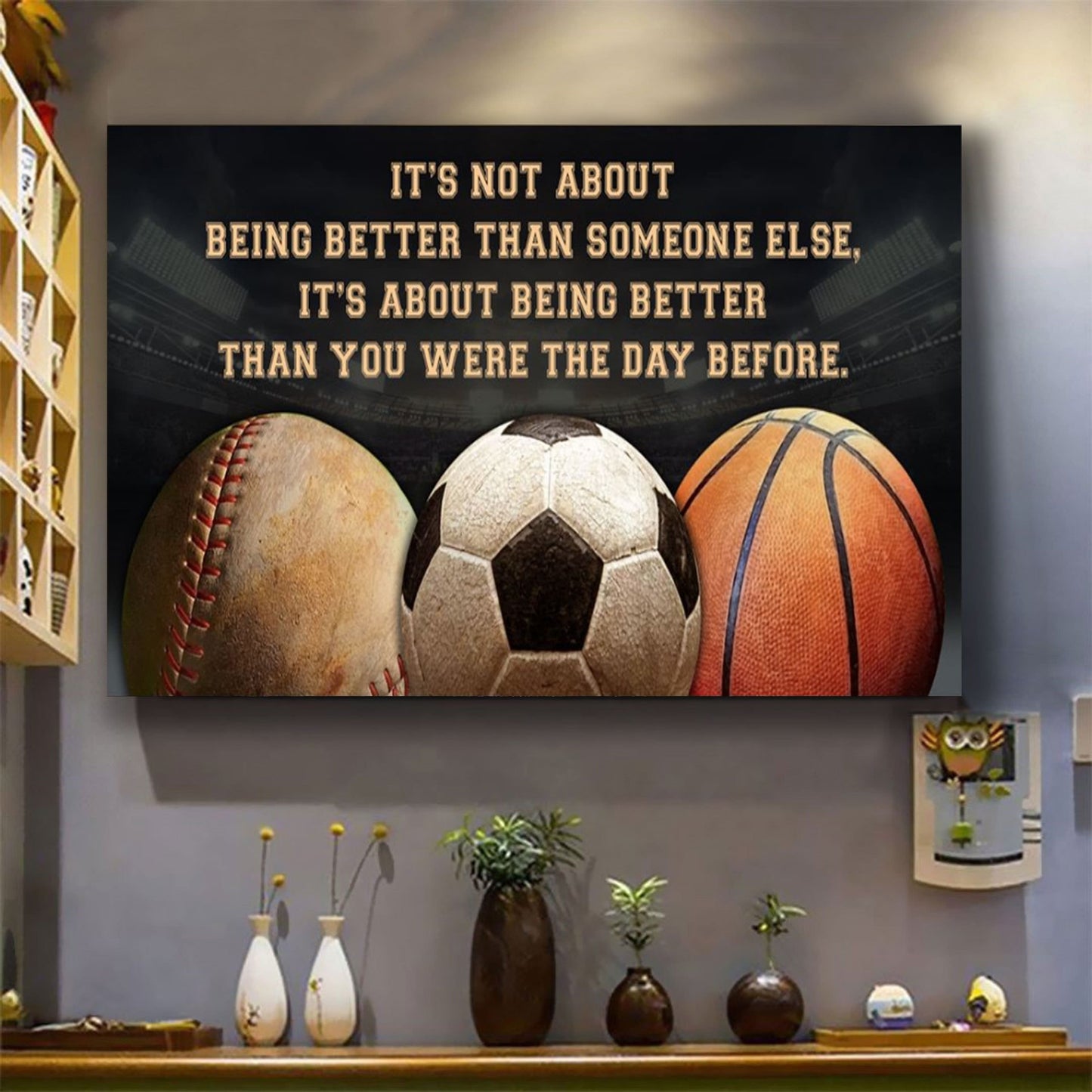 gymnastics customizable poster canvas - it is not about better than someone else, it is about being better than you were the day before