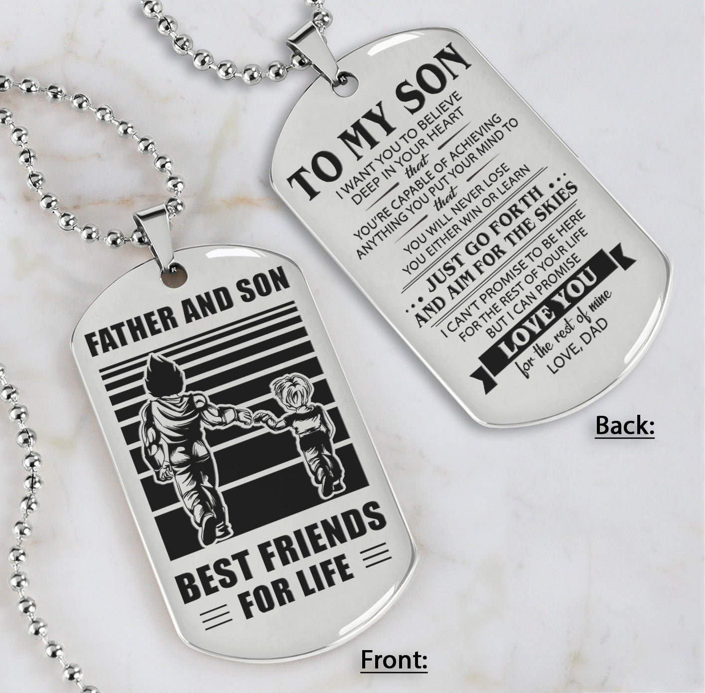 hm12 - customizabled double sided dog tag father and son best friends for life