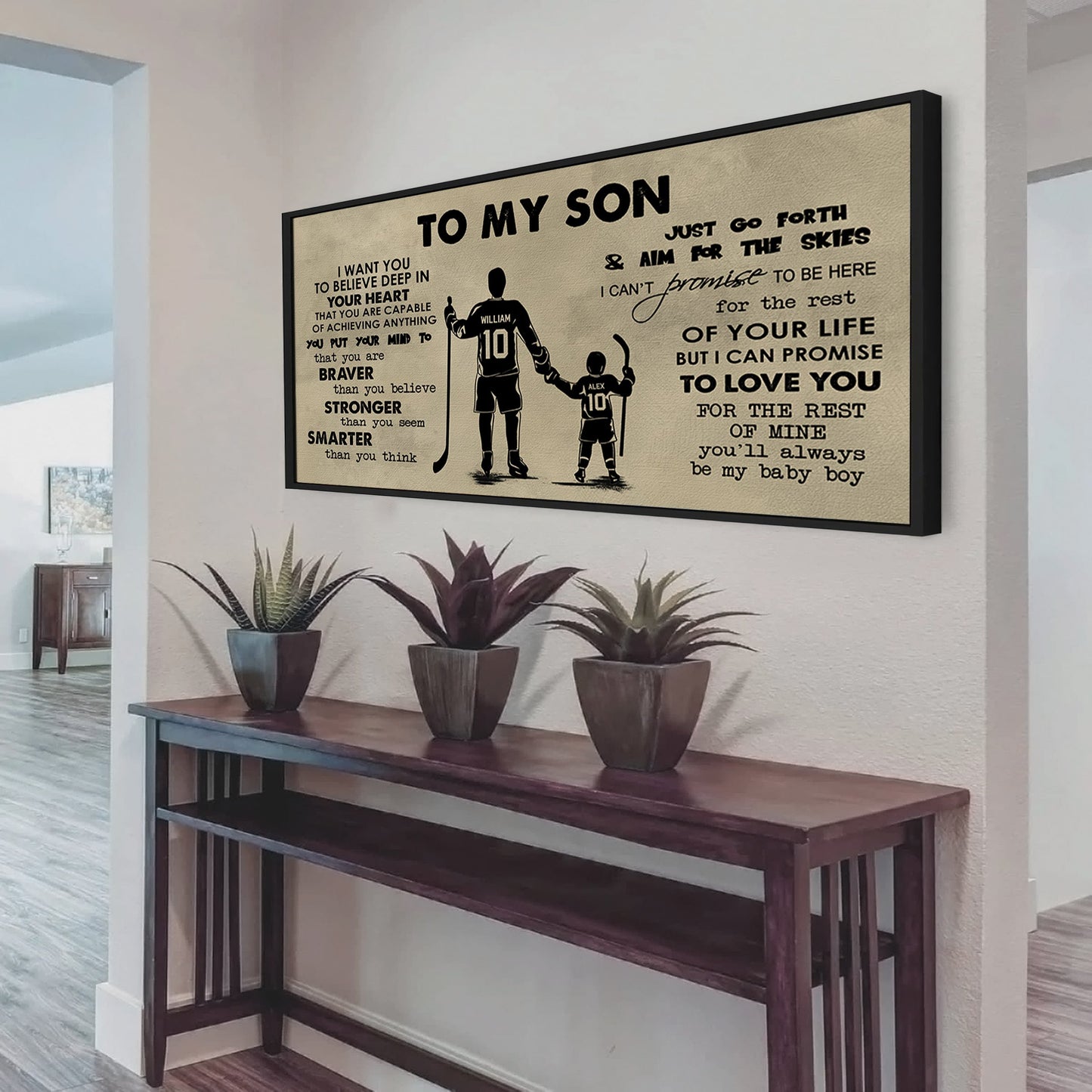 hockey to my son- i want you to believe- canvas poster