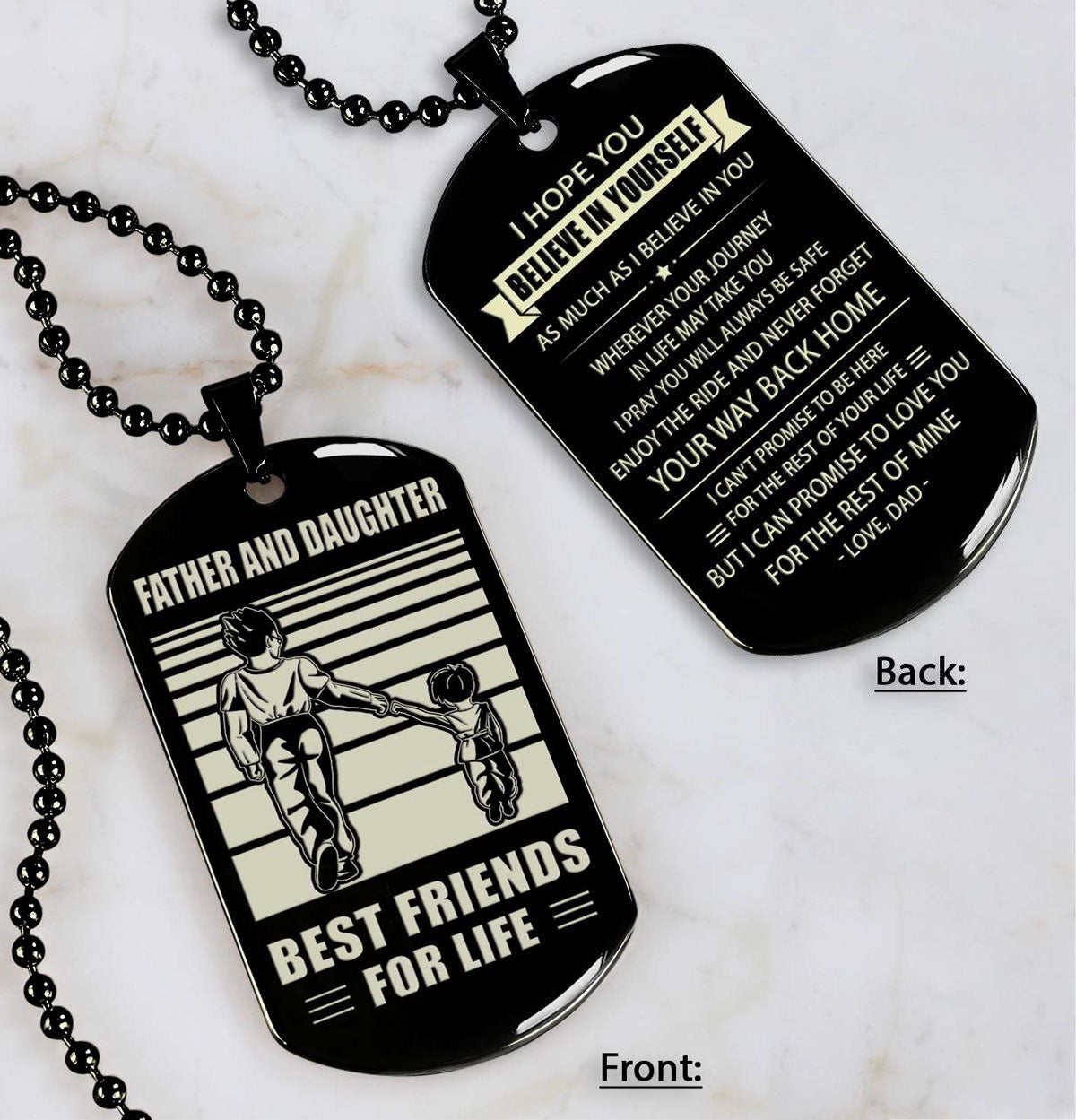 sto-personalized double sided dog tag father and son best friends for life - message on the back side