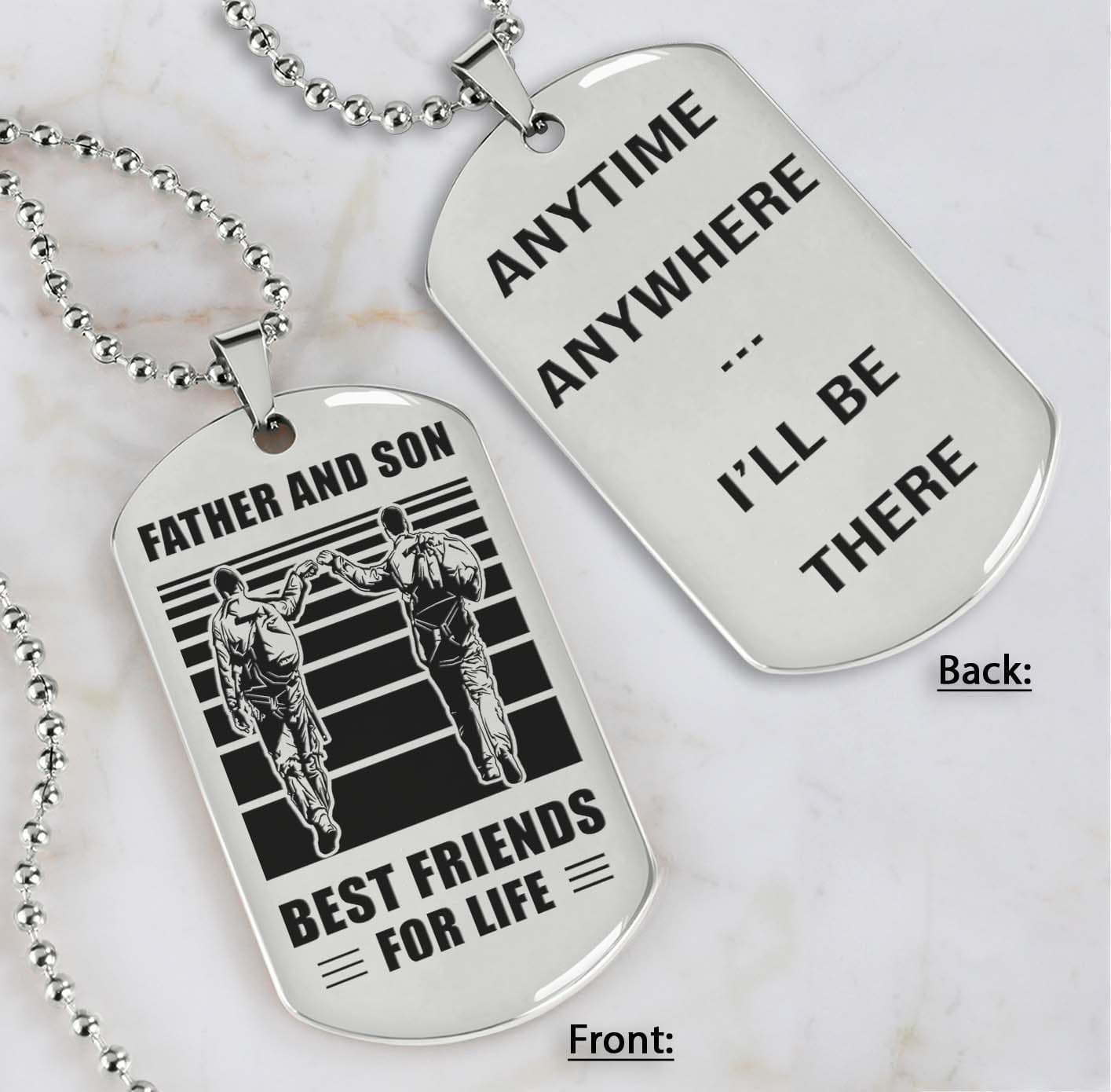 silver verison personalized double sided dog tag father and son best friends for life - message on the back side