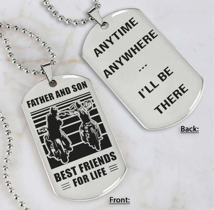 Silver Verison Personalized Double Sided Dog Tag Father And Son Best Friends For Life - Message on the back side