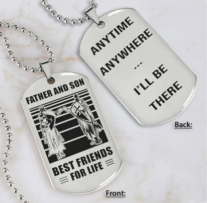 Silver Verison Personalized Double Sided Dog Tag Father And Son Best Friends For Life - Message on the back side