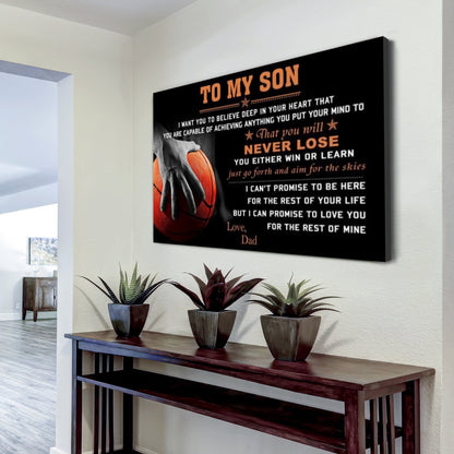 Basketball poster – dad to son – never lose