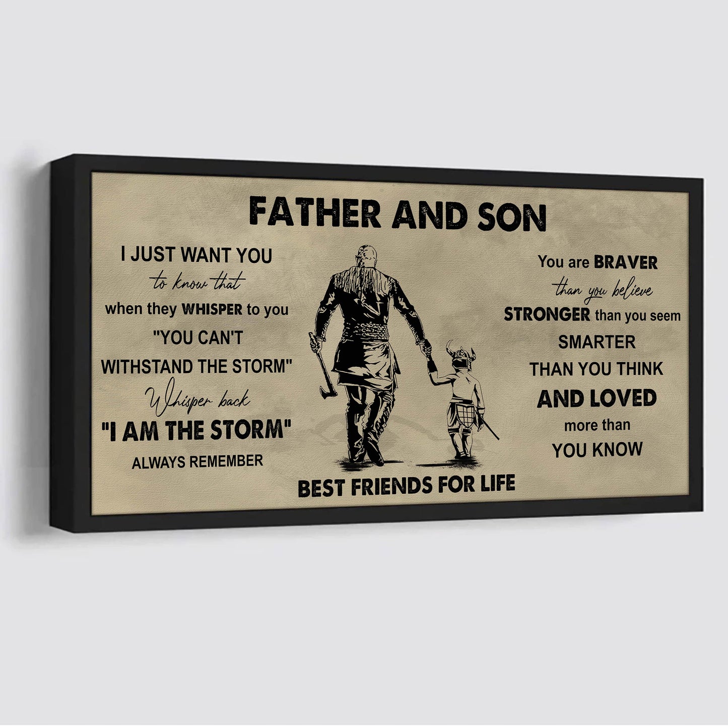 drb father and son best friends for life - i am the storm poster canvas gift for son from father