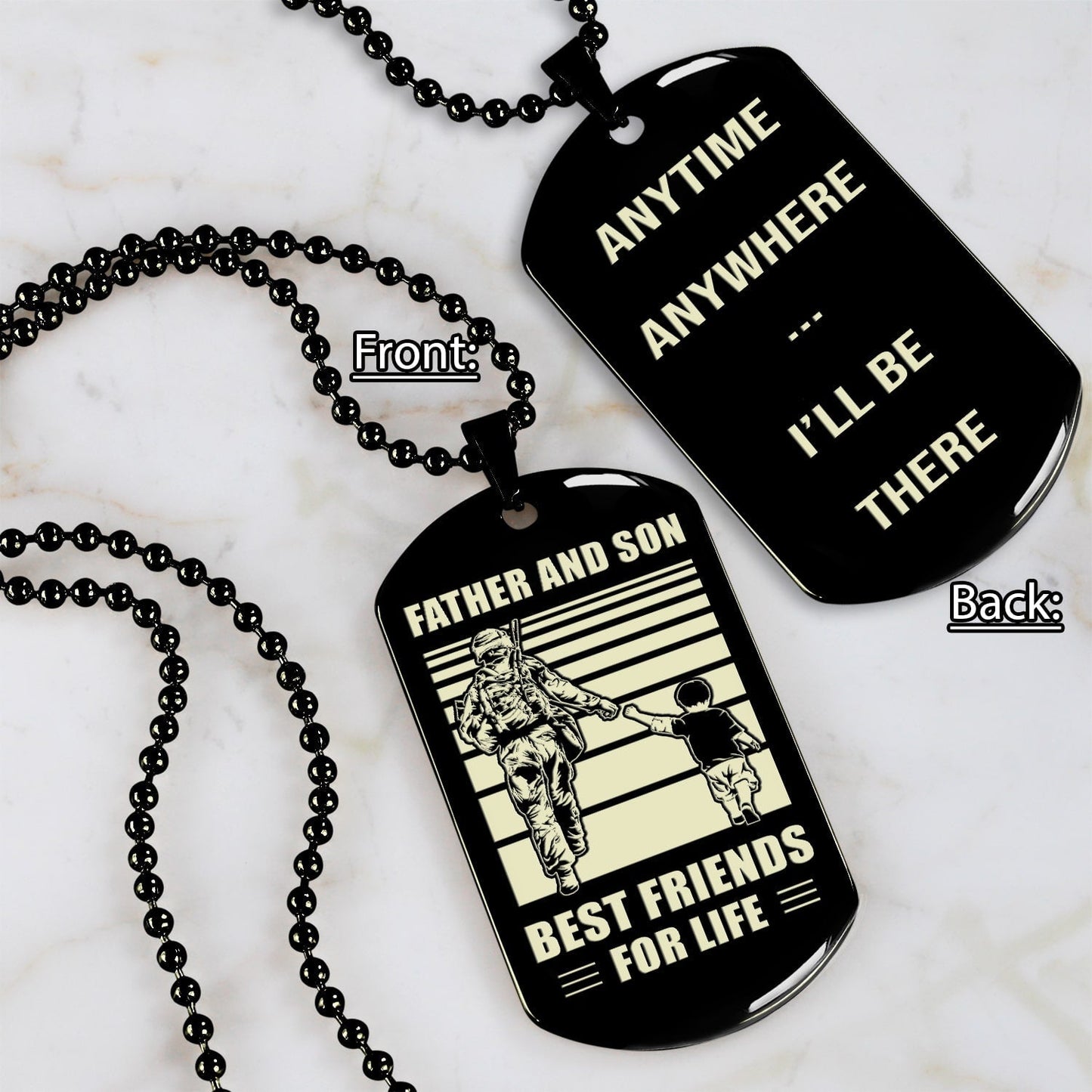 ant-personalized double sided dog tag father and son best friends for life - message on the back side