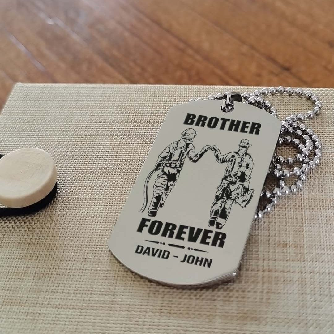 customizable engraved black dog tag double sided gift from brother, brother forever