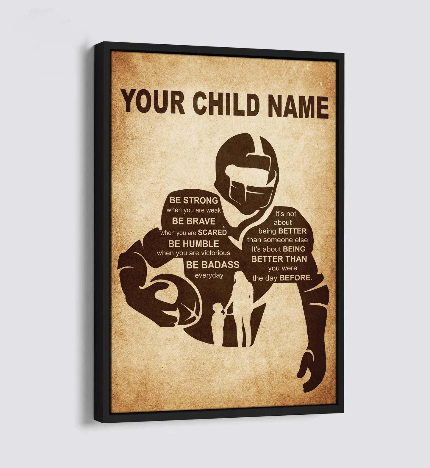 personalized your child name from mom to son basketball poster canvas it's not about being better than someone else it's about being better than you were the day before