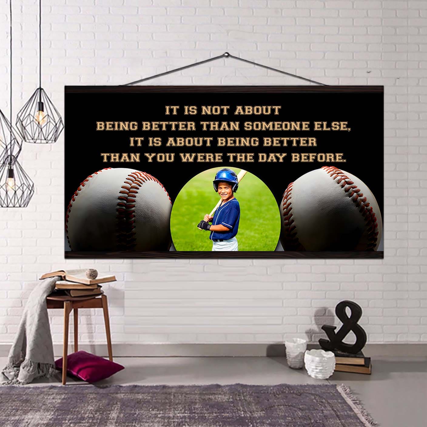 personalized photo soocer canvas it is not about being better than someone else it's about being better than you were the day before