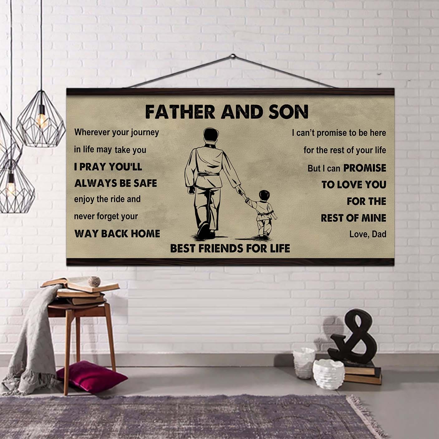 sport-family father and son best friends for life - ver 2 never forget your way back home poster canvas gift for son from father