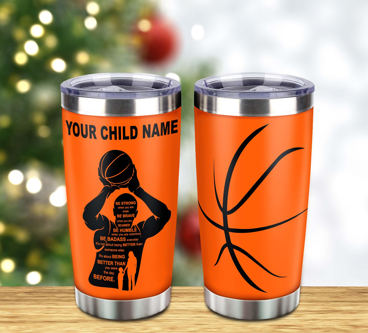 customizable basketball tumbler, gifts from mom to son with inspriration message