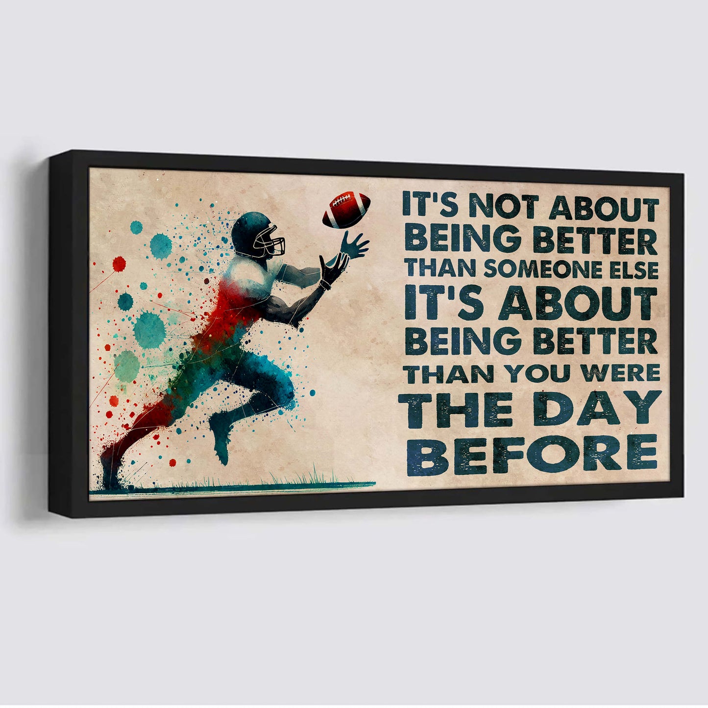 water color soccer poster canvas it is not about being better than someone else